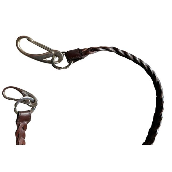 GUCCI Brown Braided Leather Belt with Caribiner Style Clasps - Picture 1 of 13